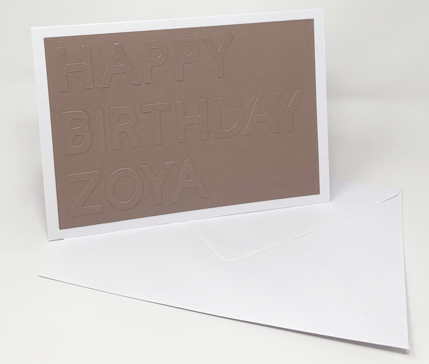 3D Beige pearlescent personalised birthday card