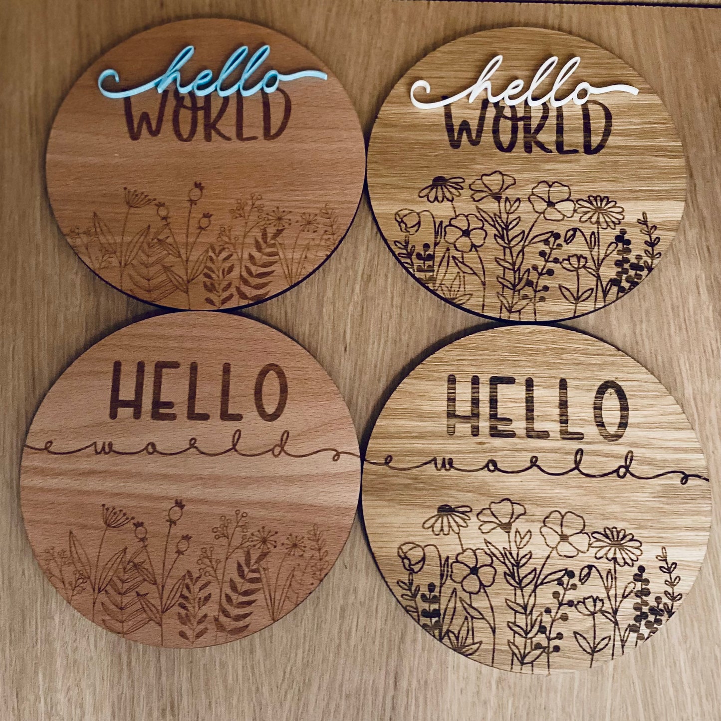 Wooden Baby Annoucement Discs