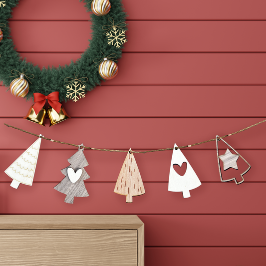 Christmas tree wooden bunting