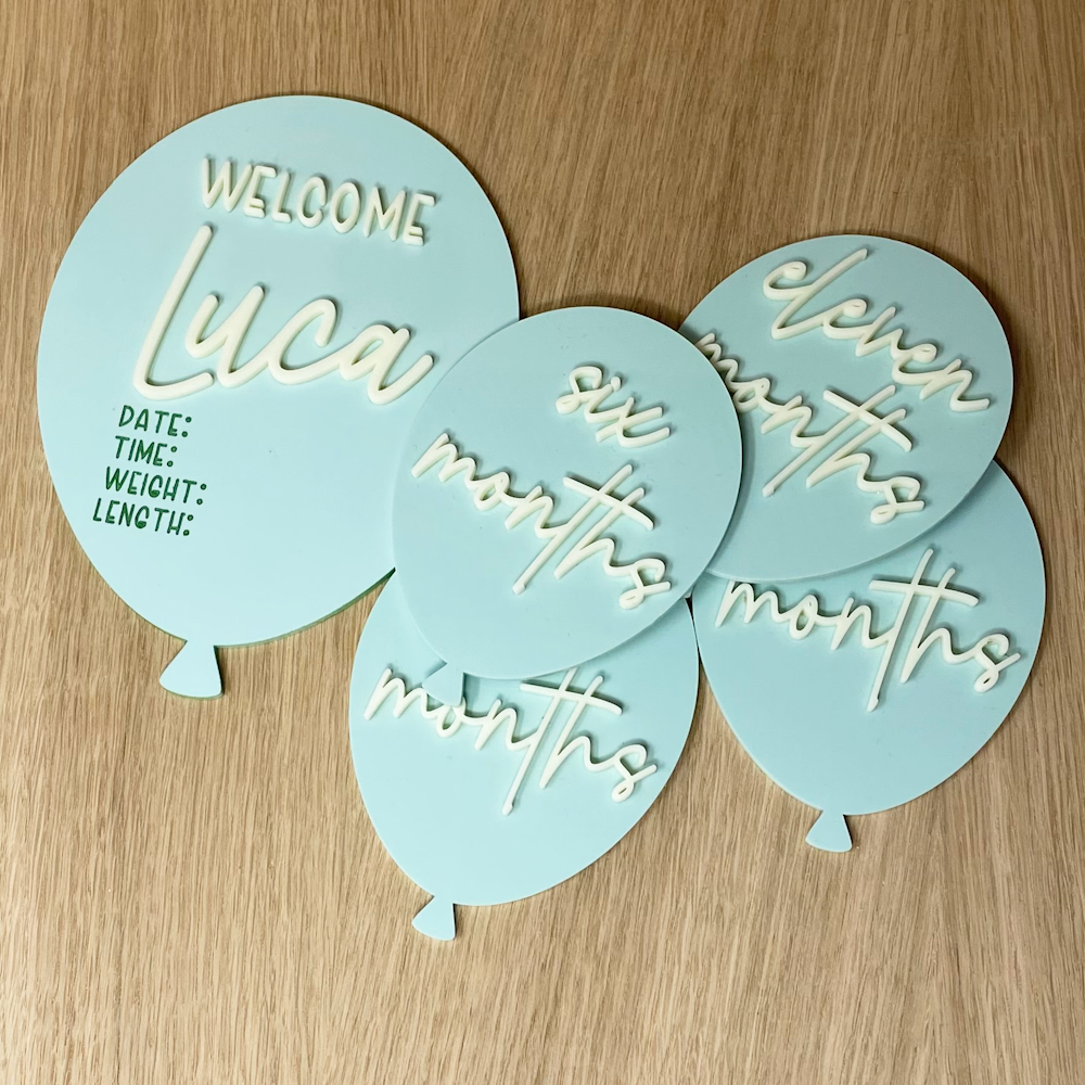 Baby Announcement and Milestone Plaques - Balloons