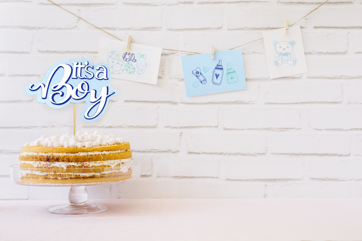 'It's a Boy' non-edible baby shower cake topper