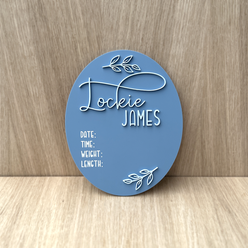 Baby Announcement and Milestone Plaques - Blue Acrylic