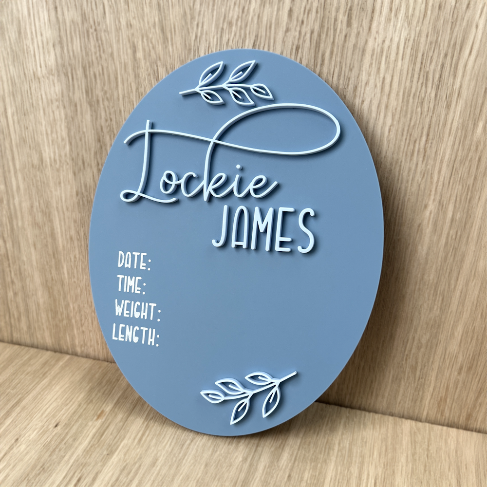 Baby Announcement and Milestone Plaques - Blue Acrylic