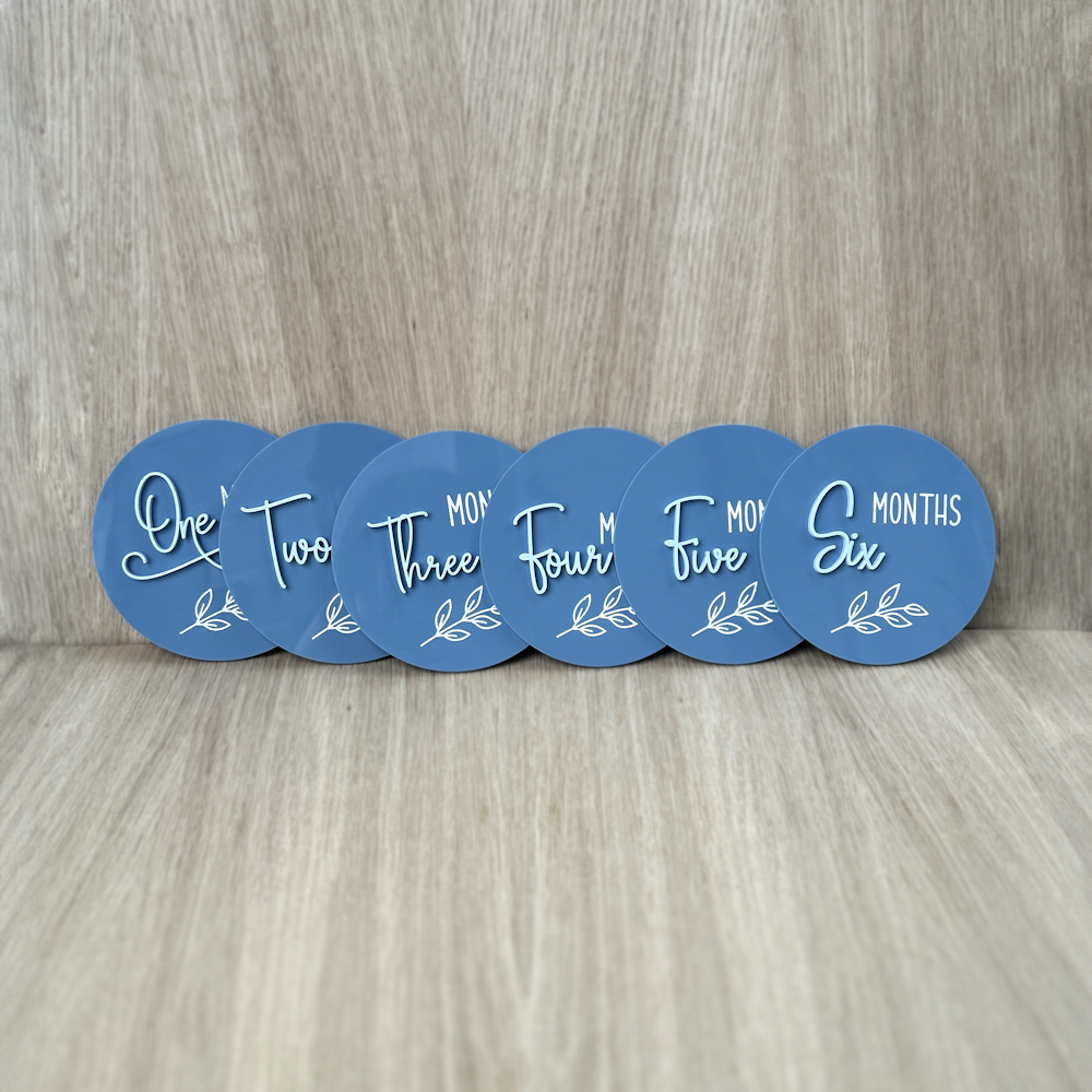 Baby Announcement and Milestone Plaques - Blue Acrylic