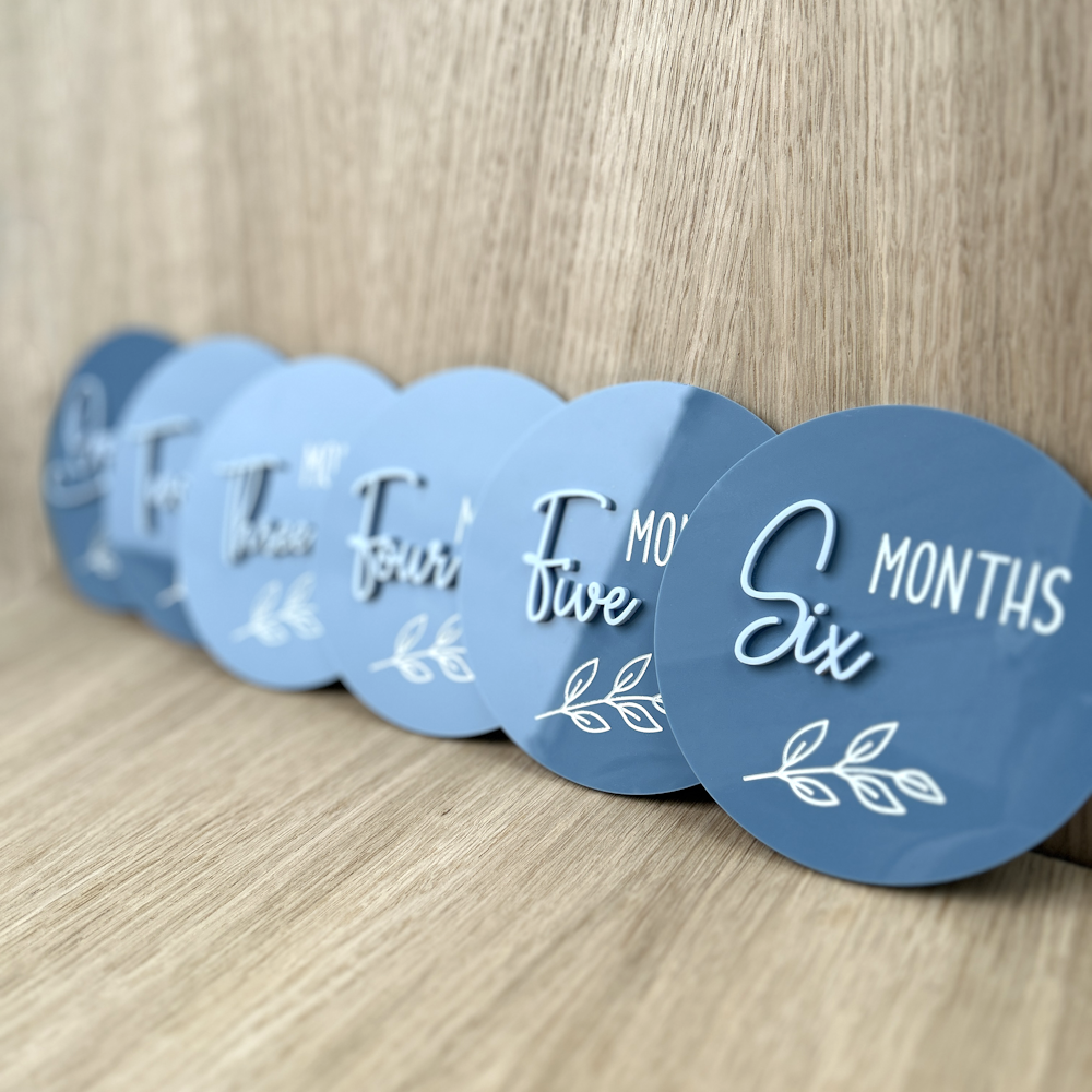 Baby Announcement and Milestone Plaques - Blue Acrylic