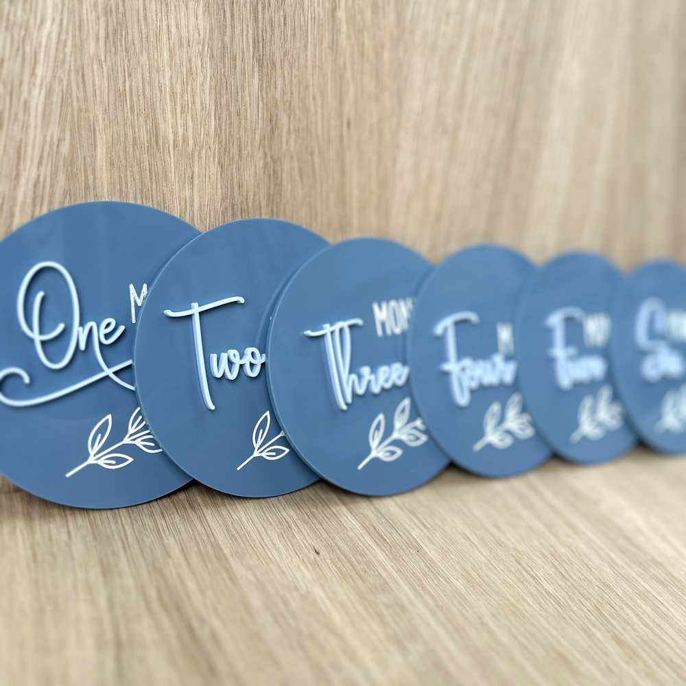 Baby Announcement and Milestone Plaques - Blue Acrylic