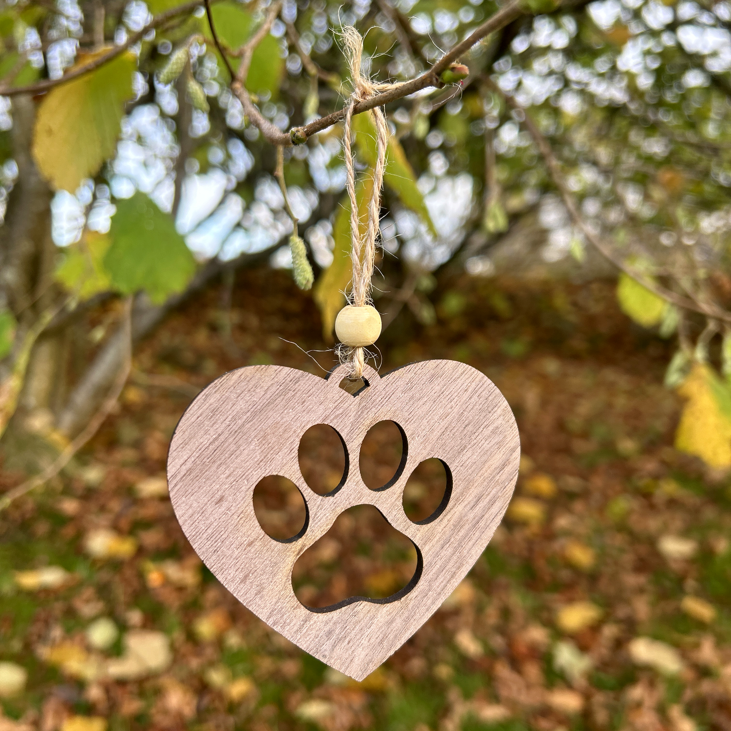 Heart Paw Print Christmas Ornament