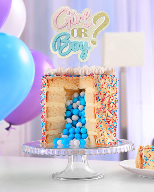 Girl or Boy Baby Shower gender reveal cake topper