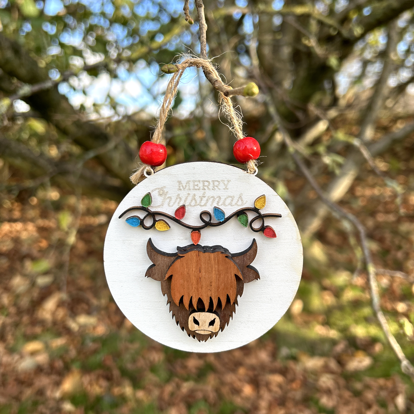 Hector the Highland Cow Christmas Ornament