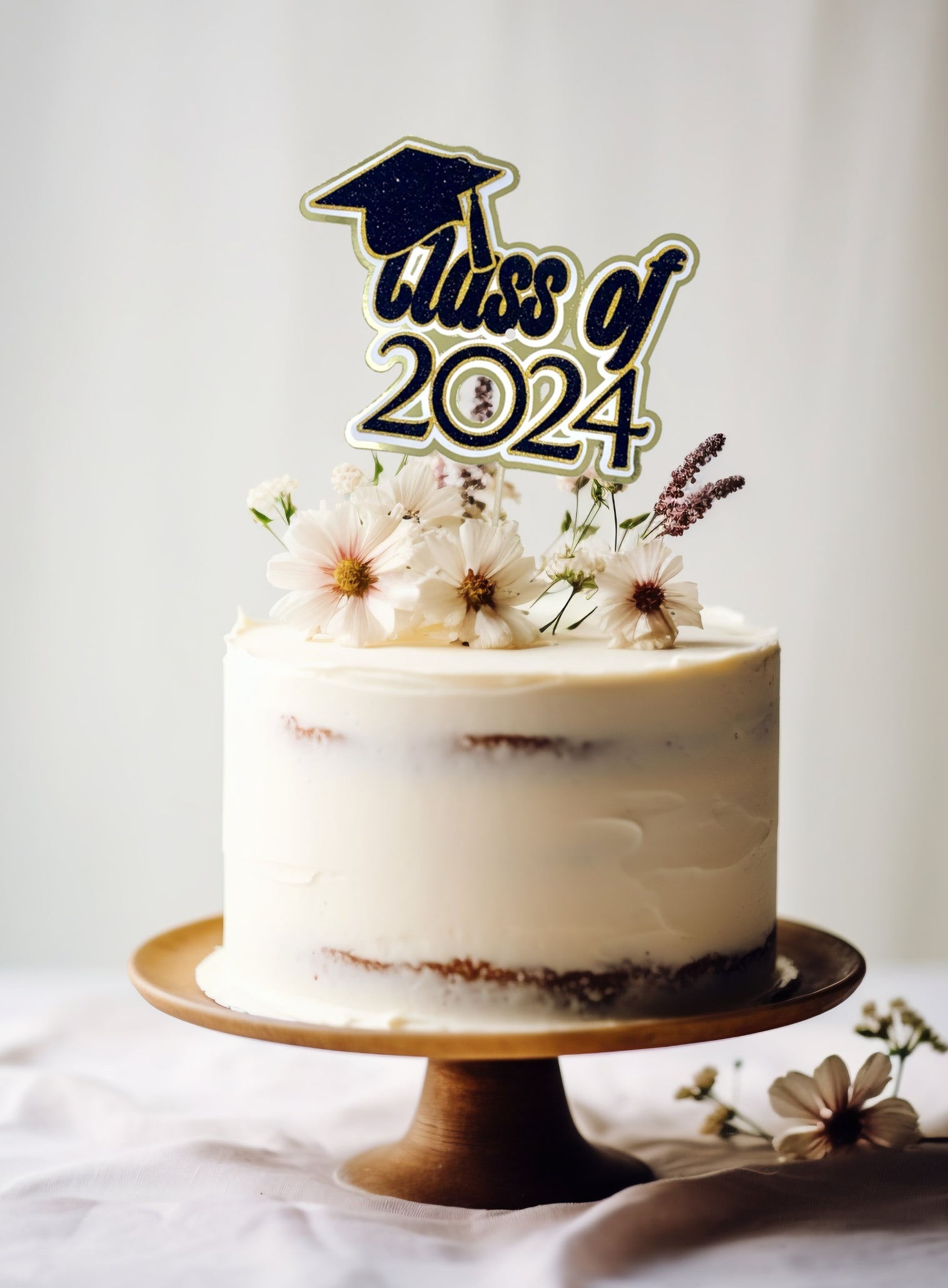 Class of 2024 Prom and Graduation cake topper in black and gold