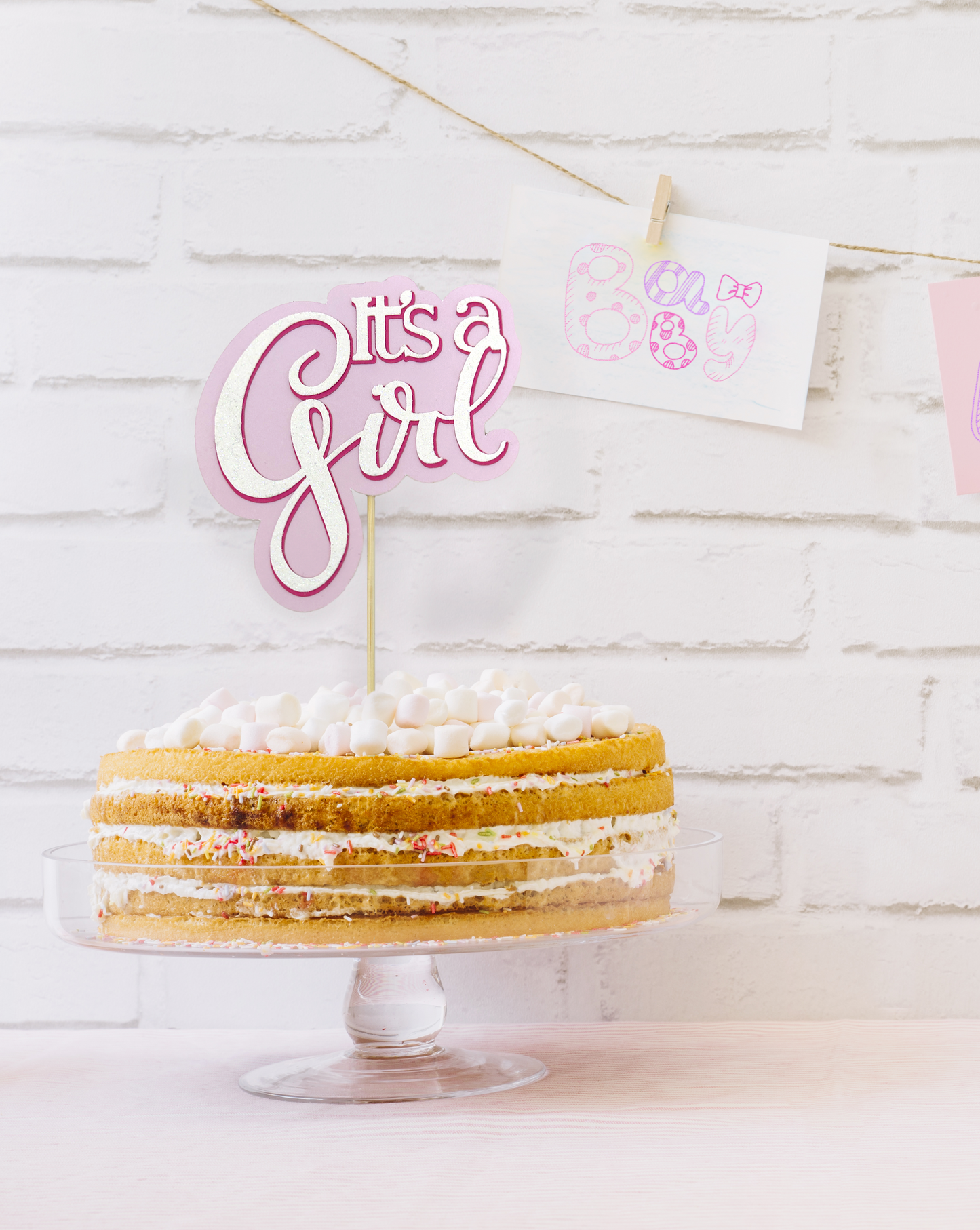 'It's a Girl' non-edible cake topper