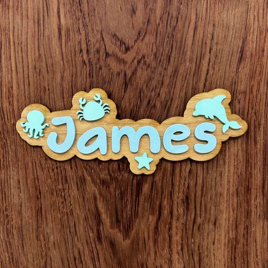 Personalised Sea Creature Door Sign - 2 layer