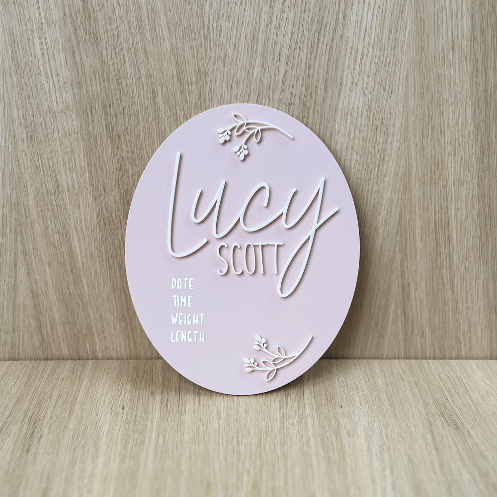 Baby Announcement and Milestone Plaques - Pink Acrylic