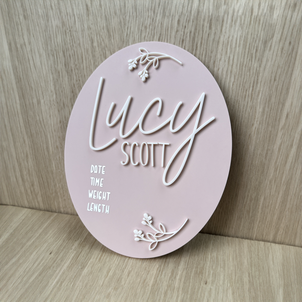 Baby Announcement and Milestone Plaques - Pink Acrylic