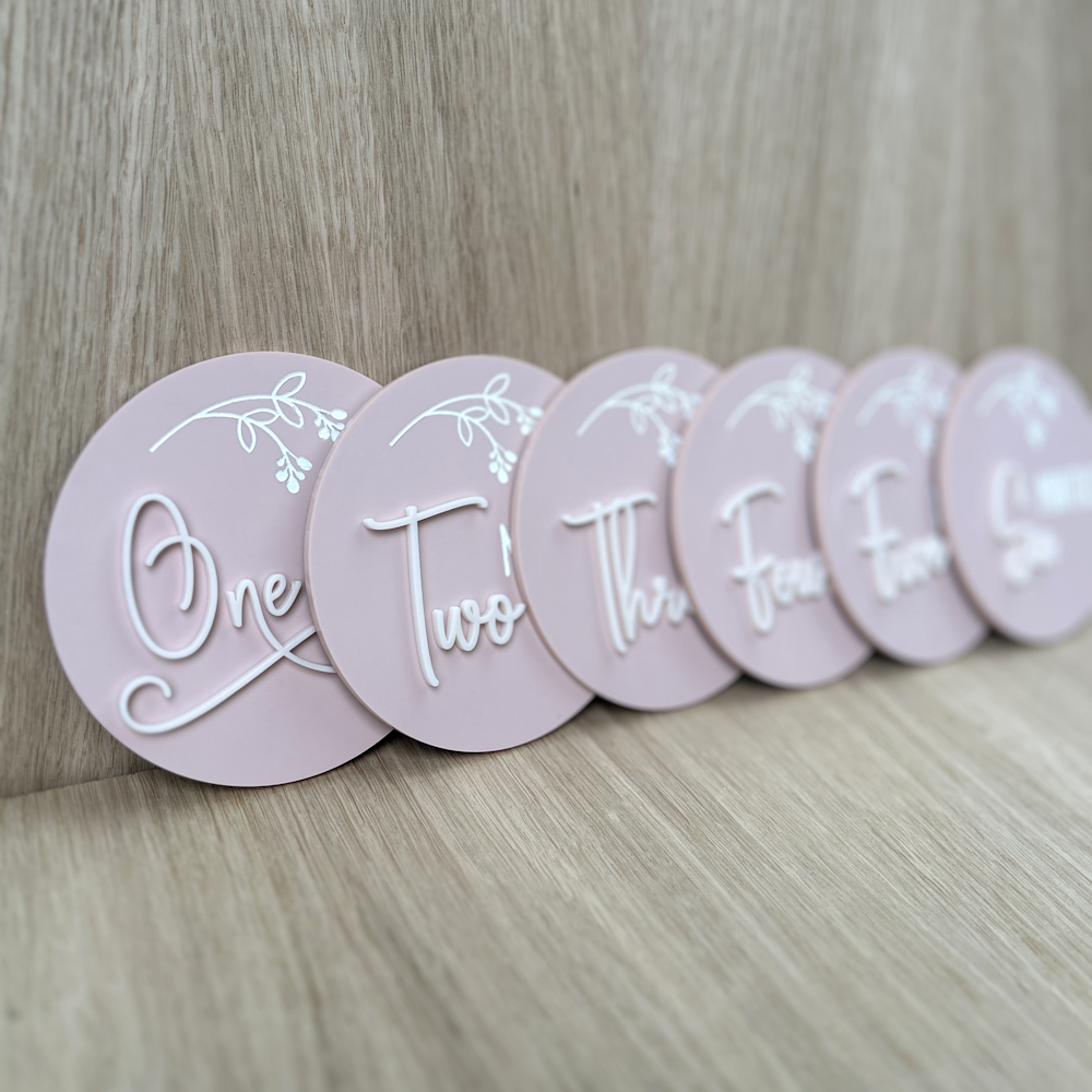 Baby Announcement and Milestone Plaques - Pink Acrylic