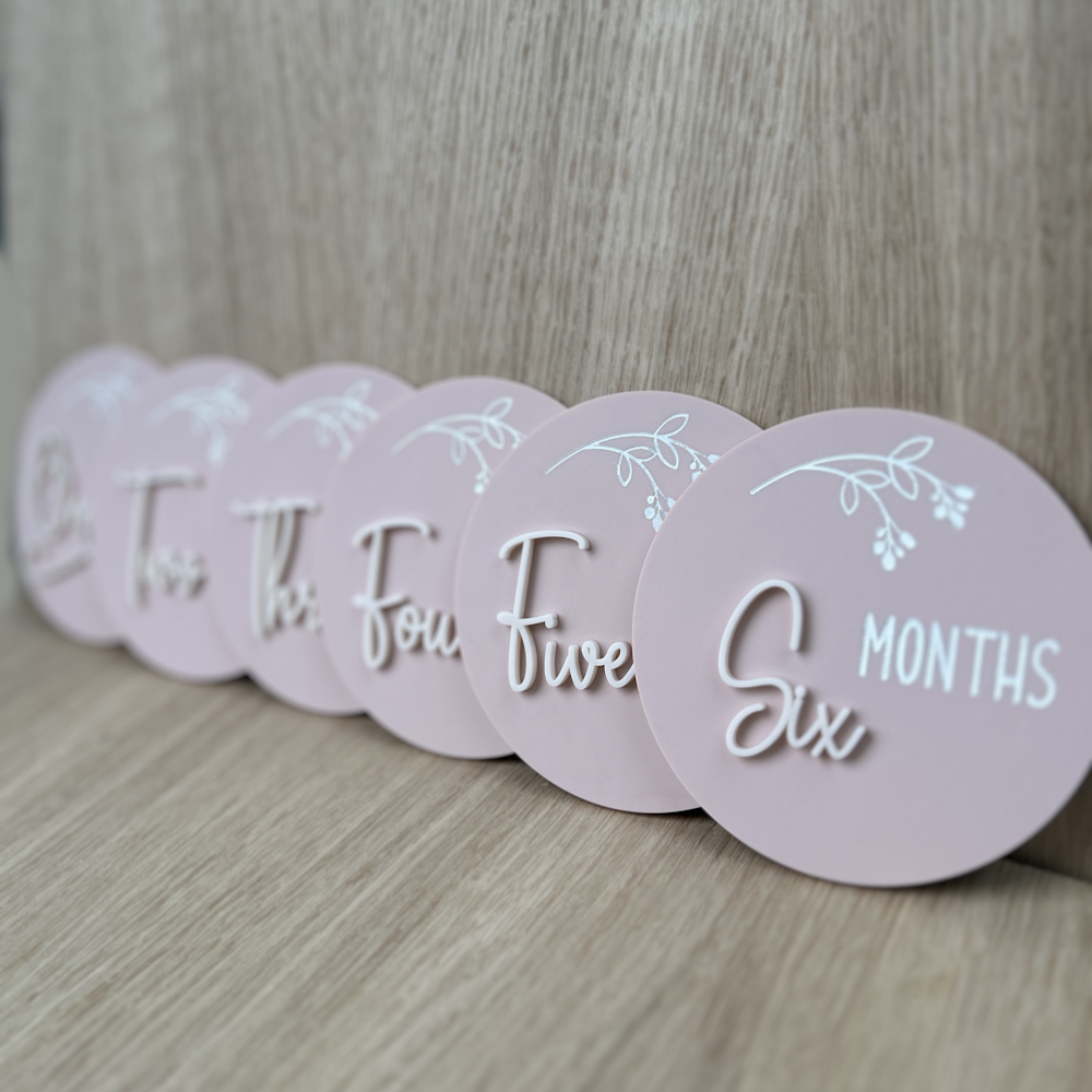 Baby Announcement and Milestone Plaques - Pink Acrylic