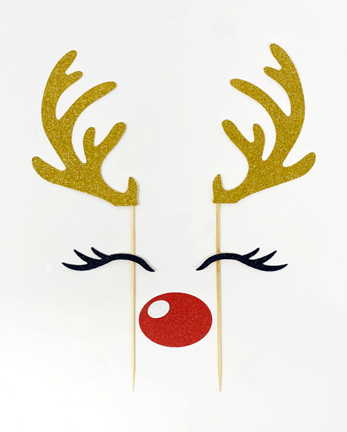 Christmas Rudolph Glitter Cake Topper